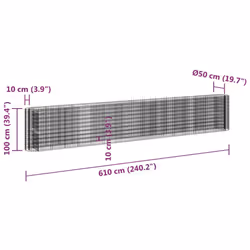 vidaXL Gabion Raised Bed Galvanised Iron Gabion Basket Flower Bed Multi Sizes - 610 x 50 x 100 cm - Additional view 7