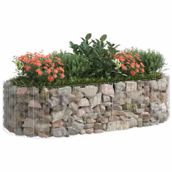 vidaXL Gabion Raised Bed Galvanised Iron Gabion Basket Flower Bed Multi Sizes - 200 x 100 x 50 cm