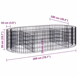 vidaXL Gabion Raised Bed Galvanised Iron Gabion Basket Flower Bed Multi Sizes - 200 x 100 x 50 cm