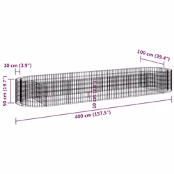 vidaXL Gabion Raised Bed Galvanised Iron Gabion Basket Flower Bed Multi Sizes - 400 x 100 x 50 cm - Additional view 3