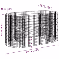 vidaXL Gabion Raised Bed Galvanised Iron Gabion Basket Flower Bed Multi Sizes - 200 x 100 x 100 cm - Additional view 3