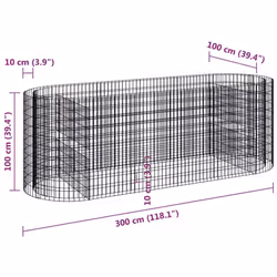 vidaXL Gabion Raised Bed Galvanised Iron Gabion Basket Flower Bed Multi Sizes - 300 x 100 x 100 cm - Additional view 7