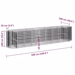 vidaXL Gabion Raised Bed Galvanised Iron Gabion Basket Flower Bed Multi Sizes - 500 x 100 x 100 cm - Additional view 3