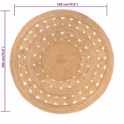 vidaXL Area Rug Living Room Floor Carpet Floor Mat Braided Design Jute Round - 180 cm