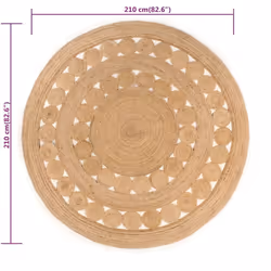 vidaXL Area Rug Living Room Floor Carpet Floor Mat Braided Design Jute Round - 210 cm