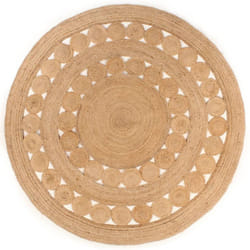 vidaXL Area Rug Living Room Floor Carpet Floor Mat Braided Design Jute Round - 240 cm