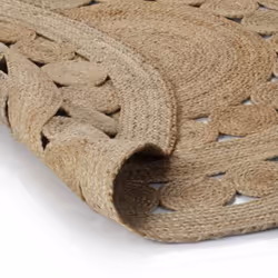 vidaXL Area Rug Living Room Floor Carpet Floor Mat Braided Design Jute Round - 240 cm - Additional view 4