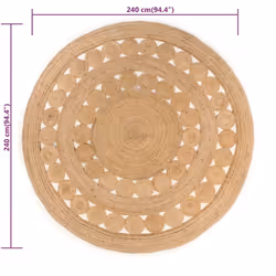 vidaXL Area Rug Living Room Floor Carpet Floor Mat Braided Design Jute Round - 240 cm - Additional view 5