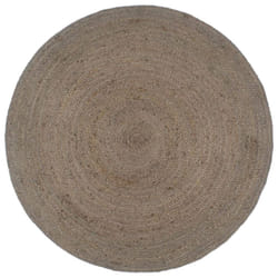 vidaXL Handmade Rug Living Room Floor Carpet Area Rug Floor Mat Jute Round - grey, 6