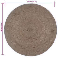 vidaXL Handmade Rug Living Room Floor Carpet Area Rug Floor Mat Jute Round - grey, 6 - Additional view 4