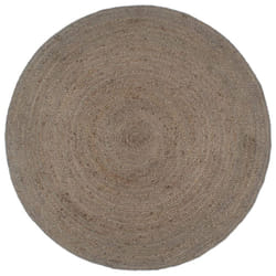 vidaXL Handmade Rug Living Room Floor Carpet Area Rug Floor Mat Jute Round - grey, 106
