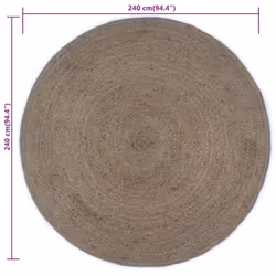 vidaXL Handmade Rug Living Room Floor Carpet Area Rug Floor Mat Jute Round - grey, 106