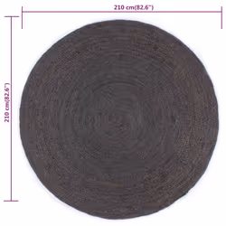 vidaXL Handmade Rug Living Room Floor Carpet Area Rug Floor Mat Jute Round - dark grey, 81 - Additional view 4