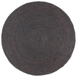 vidaXL Handmade Rug Living Room Floor Carpet Area Rug Floor Mat Jute Round - dark grey, 106