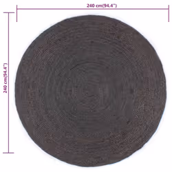vidaXL Handmade Rug Living Room Floor Carpet Area Rug Floor Mat Jute Round - dark grey, 106 - Additional view 4