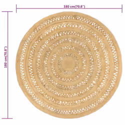 vidaXL Handmade Rug Braided Jute Home Floor Protector Carpet Mat Multi Sizes - 180 cm
