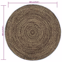 vidaXL Handmade Rug Living Room Floor Carpet Home Area Rug Floor Mat Jute - black, 8