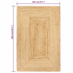 vidaXL Handmade Rug Living Room Floor Carpet Area Rug Floor Mat Jute Natural - 200x300 cm - Additional view 4