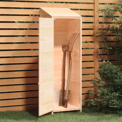 vidaXL Garden Shed Outdoor Storage House Patio Tool Organiser Solid Wood Fir - natural, 55 x 52 x 174.5 cm