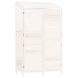 vidaXL Garden Shed Outdoor Storage House Patio Tool Organiser Solid Wood Fir - white, 102 x 52 x 174.5 cm