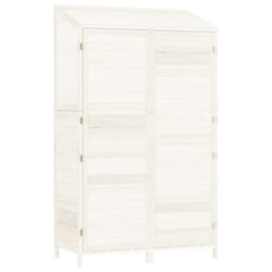vidaXL Garden Shed Outdoor Storage House Patio Tool Organiser Solid Wood Fir - white, 102 x 52 x 174.5 cm
