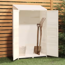 vidaXL Garden Shed Outdoor Storage House Patio Tool Organiser Solid Wood Fir - white, 102 x 52 x 174.5 cm