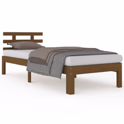 vidaXL Bed Frame Home Wooden Bedroom Bedstead Platform Bed Base Solid Wood - honey brown, 100 x 200 cm - Additional view 2