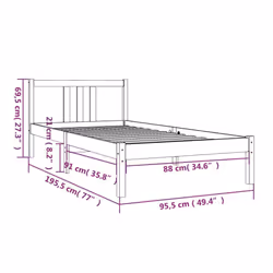 vidaXL Solid Wood Bed Frame Wooden Platform Bed Multi Colours Multi Sizes - brown, 90 x 190 cm - Additional view 4