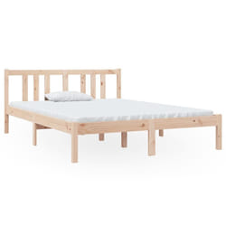 vidaXL Bed Frame Bed Base Wooden Platform Bed Solid Wood 135x190 cm Double