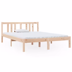 vidaXL Bed Frame Bed Base Wooden Platform Bed Solid Wood 135x190 cm Double
