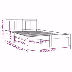 vidaXL Solid Wood Bed Frame Wooden Platform Bed Multi Colours Multi Sizes - grey, 120 x 200 cm - Additional view 9