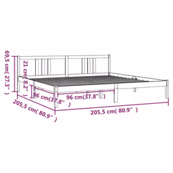 vidaXL Solid Wood Bed Frame Wooden Platform Bed Multi Colours Multi Sizes - brown, 200 x 200 cm - Additional view 9
