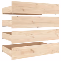 vidaXL Bed Drawers Bedroom Wooden Bed Box Storage Unit 4 pcs Solid Wood Pine - brown, 90 x 57 x 18 cm