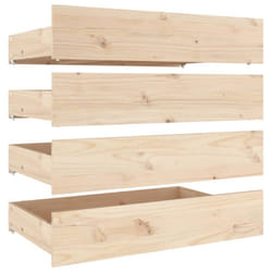 vidaXL Bed Drawers Bedroom Wooden Bed Box Storage Unit 4 pcs Solid Wood Pine - brown, 90 x 57 x 18 cm