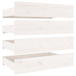 vidaXL Bed Drawers Bedroom Wooden Bed Box Storage Unit 4 pcs Solid Wood Pine - white, 90 x 57 x 18 cm