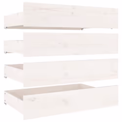 vidaXL Bed Drawers Bedroom Wooden Bed Box Storage Unit 4 pcs Solid Wood Pine - white, 95 x 57 x 18 cm - Additional view 2