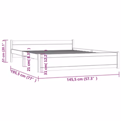 vidaXL Solid Wood Bed Frame Home Wooden Bedstead Bed Base Multi Colours/Sizes - brown, 140 x 190 cm - Additional view 9