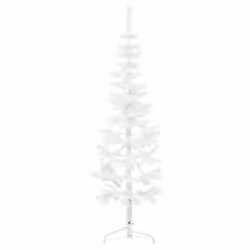 vidaXL Slim Artificial Half Christmas Tree with Stand Xmas Artificial Tree - white, 120 cm