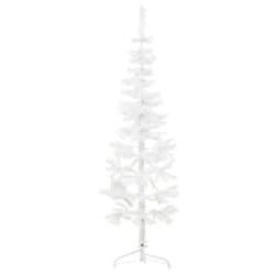 vidaXL Slim Artificial Half Christmas Tree with Stand Xmas Artificial Tree - white, 120 cm