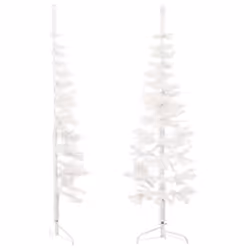 vidaXL Slim Artificial Half Christmas Tree with Stand Xmas Artificial Tree - white, 120 cm