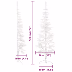 vidaXL Slim Artificial Half Christmas Tree with Stand Xmas Artificial Tree - white, 120 cm - Additional view 6