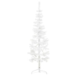 vidaXL Slim Artificial Half Christmas Tree with Stand Xmas Artificial Tree - white, 150 cm