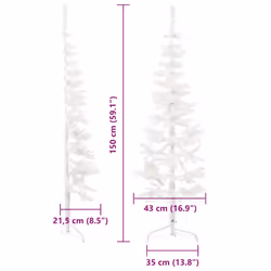 vidaXL Slim Artificial Half Christmas Tree with Stand Xmas Artificial Tree - white, 150 cm - Additional view 6