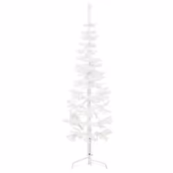 vidaXL Slim Artificial Half Christmas Tree with Stand Xmas Artificial Tree - white, 180 cm