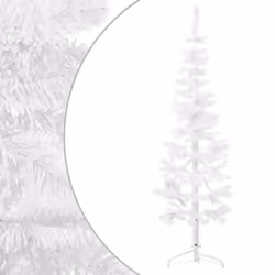 vidaXL Slim Artificial Half Christmas Tree with Stand Xmas Artificial Tree - white, 180 cm