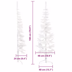 vidaXL Slim Artificial Half Christmas Tree with Stand Xmas Artificial Tree - white, 180 cm - Additional view 7