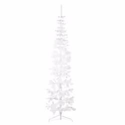 vidaXL Slim Artificial Half Christmas Tree with Stand Xmas Artificial Tree - white, 210 cm