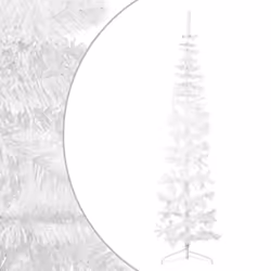 vidaXL Slim Artificial Half Christmas Tree with Stand Xmas Artificial Tree - white, 210 cm