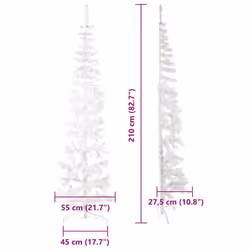 vidaXL Slim Artificial Half Christmas Tree with Stand Xmas Artificial Tree - white, 210 cm - Additional view 7