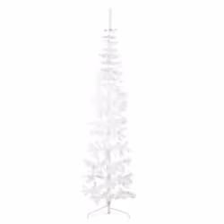 vidaXL Slim Artificial Half Christmas Tree with Stand Xmas Artificial Tree - white, 240 cm